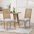 thumbnail image 2 of Noble House Beckstrom French Wood Dining Chair, Set of 2, Light Gray, Natural, 2 of 9