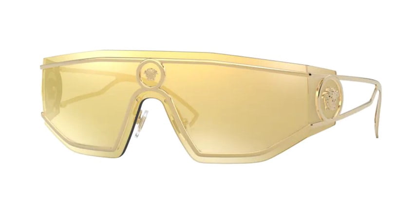 Versace Brown Mirror Gold Shield Men's Sunglasses VE2226 10027P 145