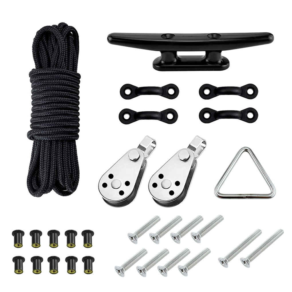 Kayak Canoe Anchor Trolley Kit Rope Cleat Pully Block Outdoor Sports Accessories 