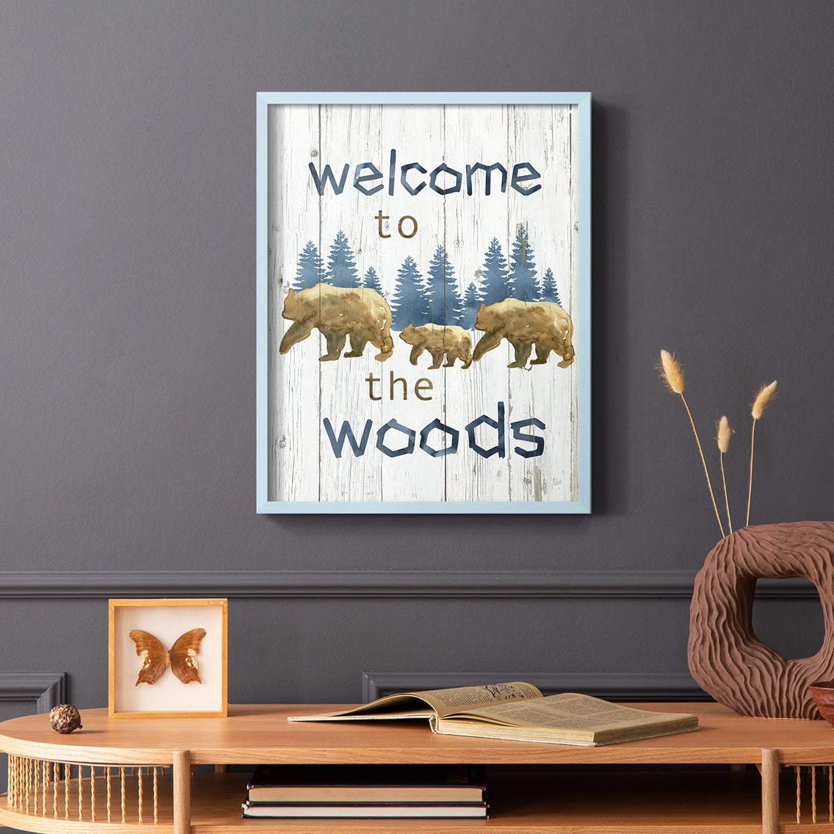 Welcome to the Woods Framed Print in Blue Solid Wood 11 x 14 Framed Print
