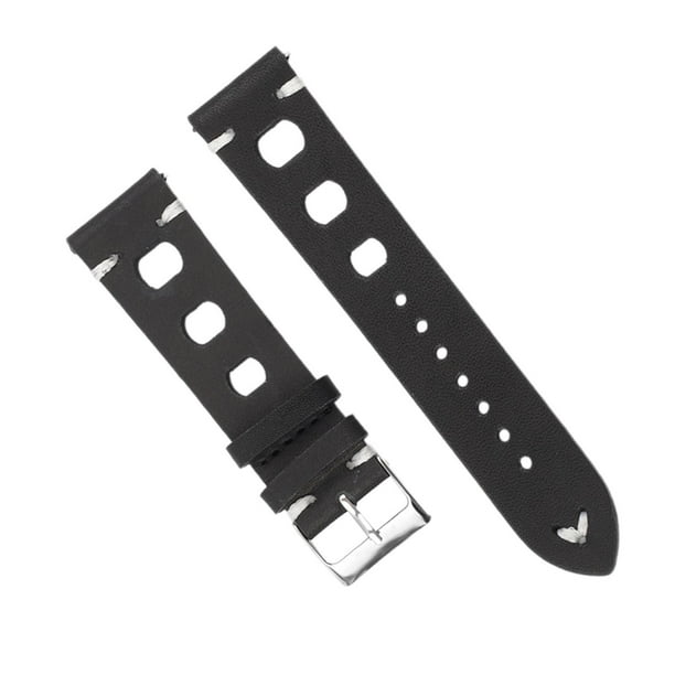 Correa de reloj de cuero jinwen Relojes clásicos y relojes inteligentes Hebilla suave negro 24mm