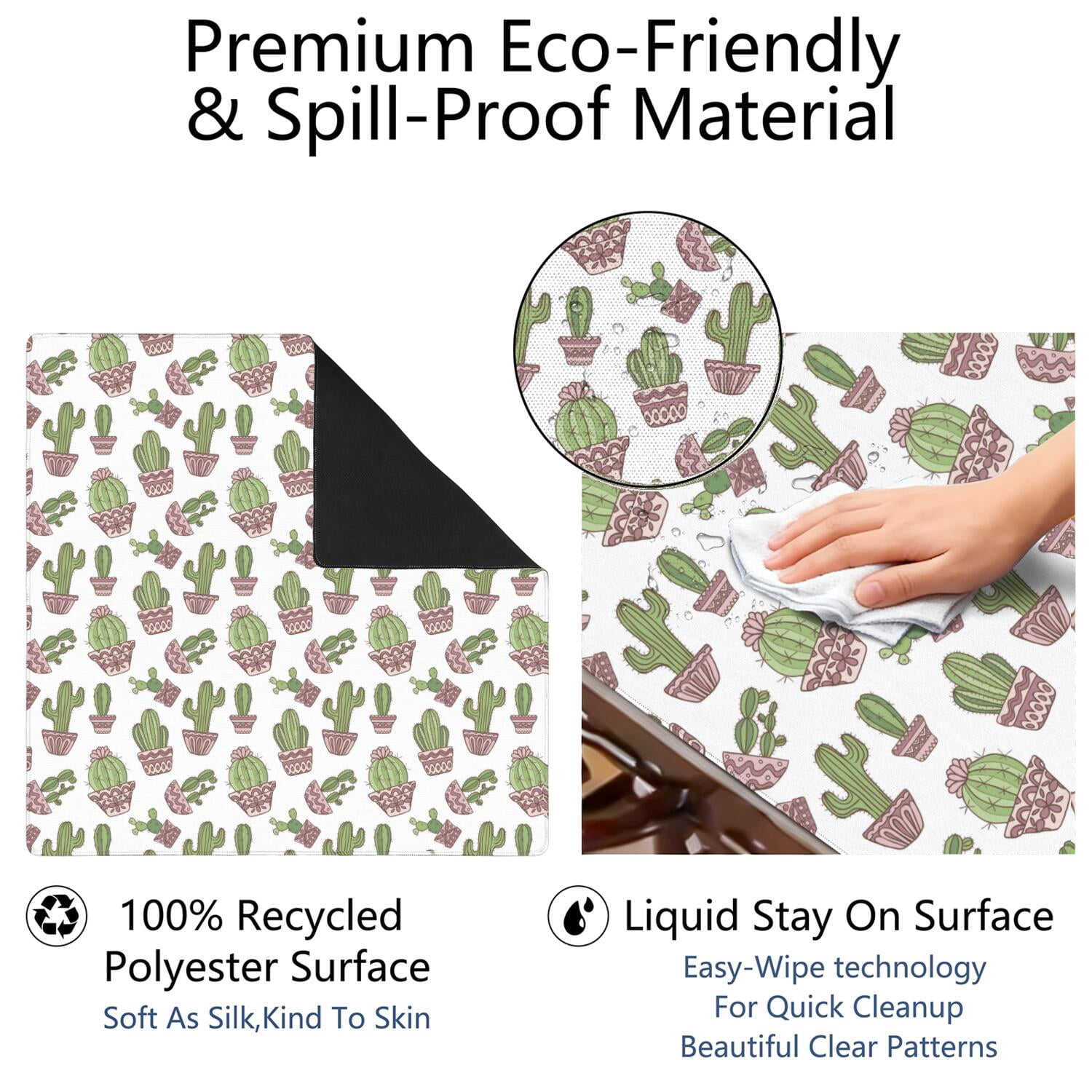 Stylish Plants Pattern Mahjong Mat 31.5 Inches Crafted from Durable Rubber Featuring Anti-Slip Grip Backing and Noise Reduction Technology for Multi-Functional Game Table