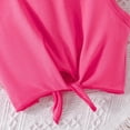 thumbnail image 7 of NOLDARES Toddler Baby Girl Clothes Summer Outfits 2 Piece Sleeveless Tie Knot Tank Top and Ruffle Hem Shorts Set(Hot Pink,5-6 Y), 7 of 7
