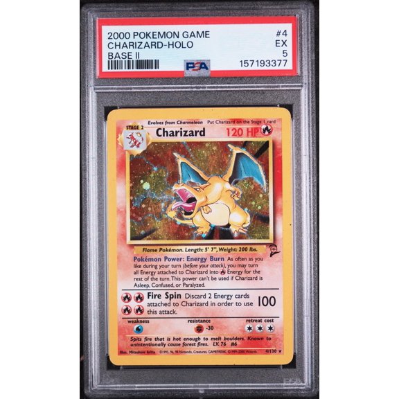 Collectible 2000 Pokemon Base Set 2 Holo Charizard #4 PSA 5