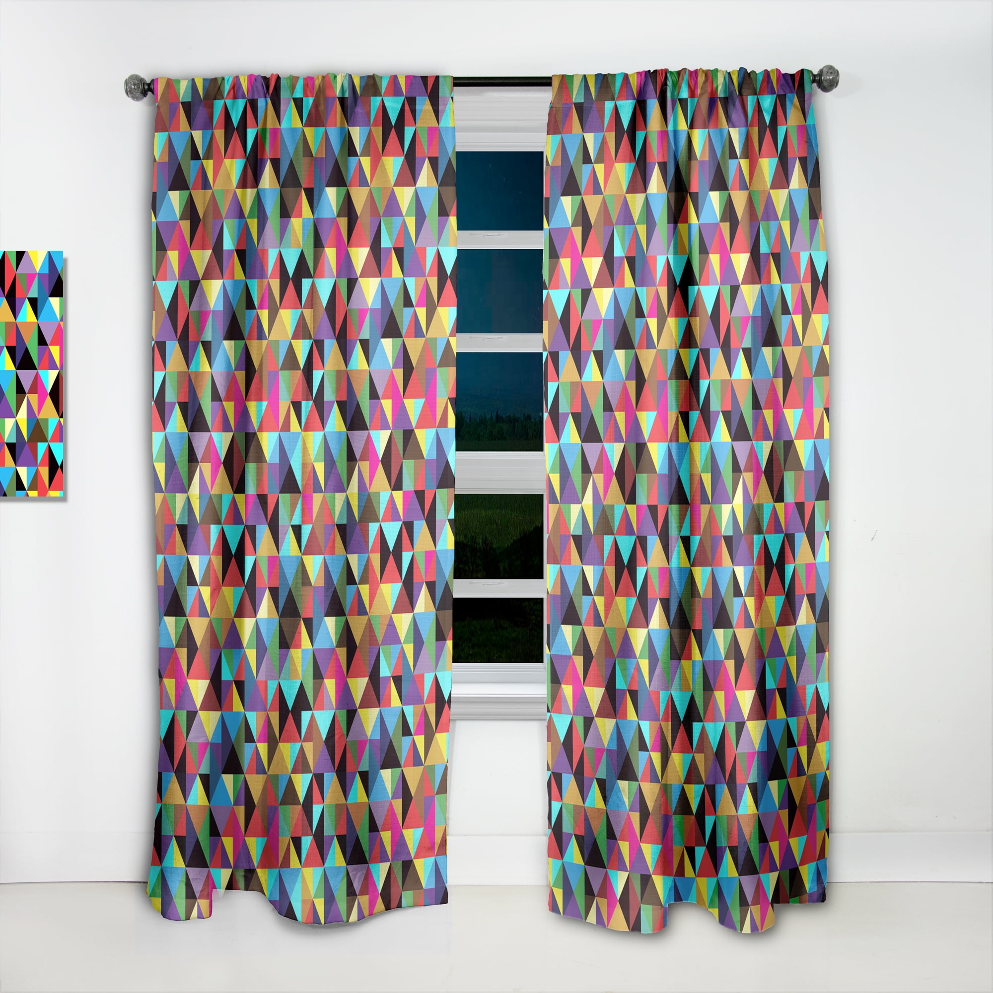 Designart 'Triangular Shapes Colourfields I' Contemporary Curtain Panel