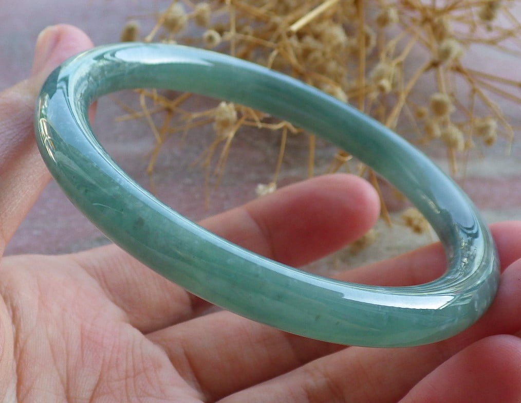 Icy Green Natural A JADE Jadeite Circle Bangle Bracelet 57 mm 683837 TN