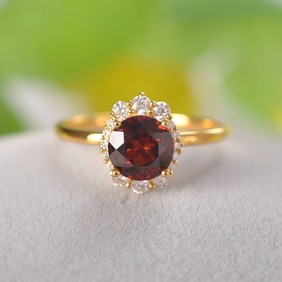 Red Garnet Rings January Birthstone Jewelry Handmade Rings Red Gemstone Rings Sterling Silver Ring Gift