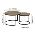 thumbnail image 4 of 27.6" Nesting Round Coffee Table Wood Marble Pattern Top, Brown End Table Side Tables for Living Room, Bedroom & Office, 4 of 8