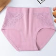 thumbnail image 2 of Oksale Plus Size Cotton Underwear Women Sexy Lace Panties High Waisted Breathable Panty Briefs Soft Cozy Solid Color Underpants Purple 6XL, 2 of 10