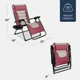 thumbnail image 2 of Best Choice Products Oversized Padded Zero Gravity Chair, Folding Outdoor Patio Recliner w/ Side Tray - Pink/Taupe, 2 of 7