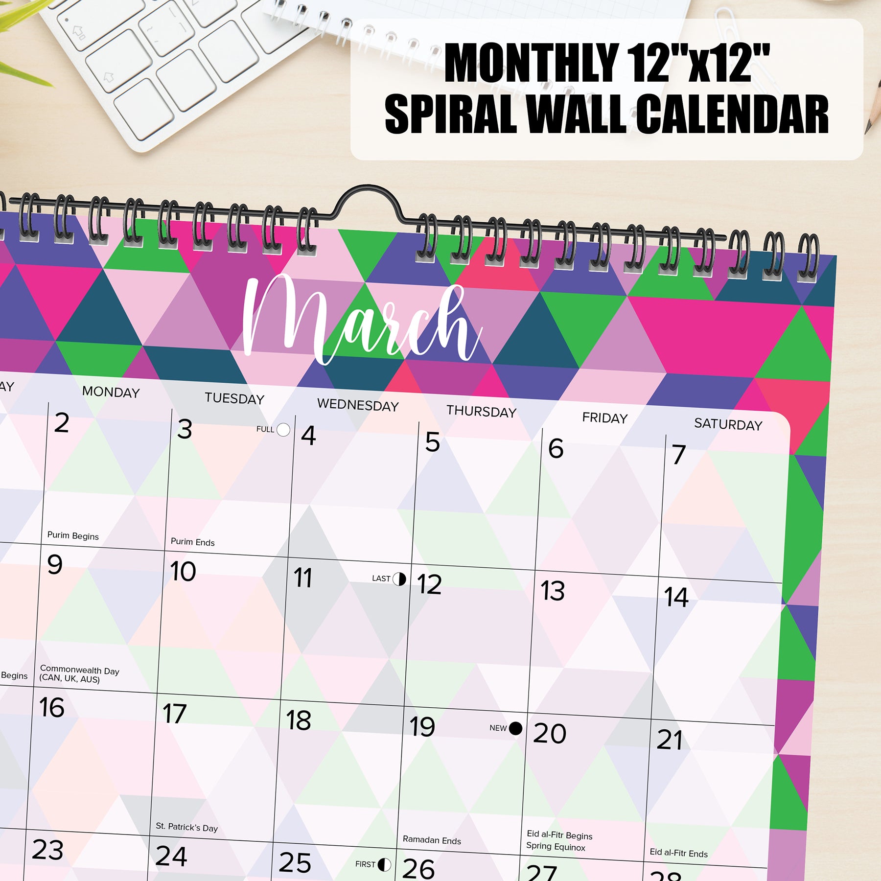 Geometric 2026 12 X 12 Spiral Wall Calendar, (Hardcover)