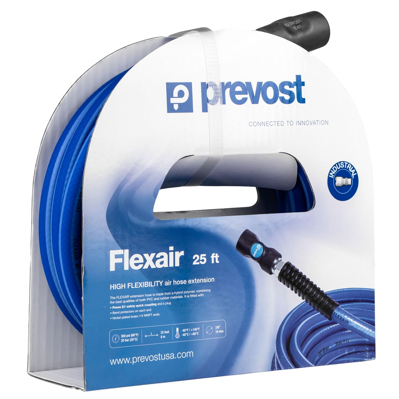 Prevost Flexair 3/8" x 25' Air Hose Extension w/ Prevo S1 Industrial