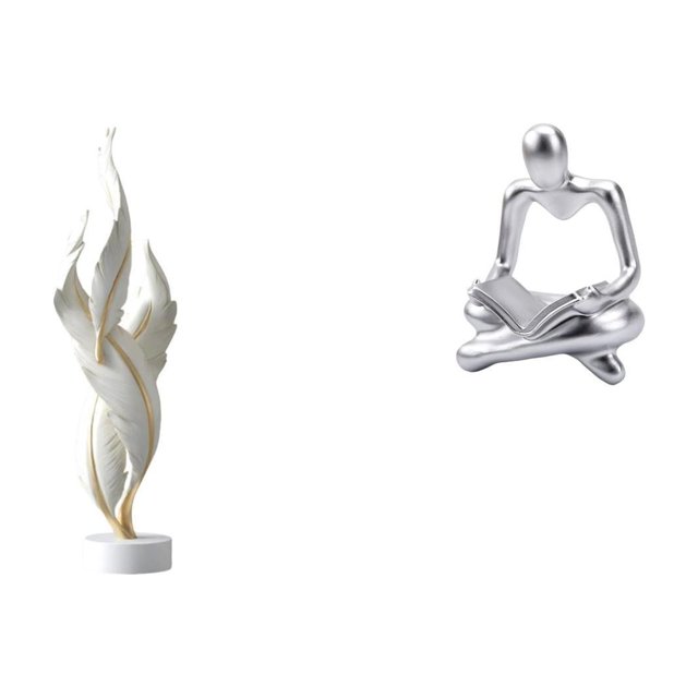Figura decorativa,Escultura de plumas para escritorio,oficina,decoración del hogar,Figura decorativa de escritorio para decoración de mesa del hogar,Figura de pensador abstracto,Estatua de