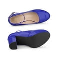 thumbnail image 4 of BLISSFUL STEP Women's Block Heel Pumps Platform Ankle Strap Round Toe Heel Blue 8, 4 of 7