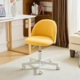 thumbnail image 4 of Ktaxon Armless Home Office Desk Chair Cute Mid Back Vanity Stool Teddy Velvet Swivel Task Chairs with Wheels Yolk Yellow, 4 of 9