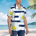 thumbnail image 5 of Bixox Men's Hawaiian Shirts Men's Daisy Striped Nautical Print Short-Sleeve Shirt-Medium, 5 of 8