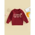 thumbnail image 2 of Bslissey Toddler Girl Valentine's Day Sweater Letter Heart Embroidery Crew Neck Pullovers Infant Long Sleeve Knitwear Jumper 6M 12M 18M2 4M 3T 4T Kids Casual Knit Tops, 2 of 9