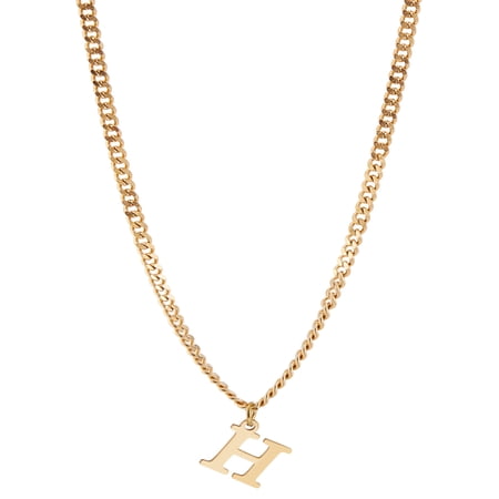 1Pc 304 Stainless Steel Letter Pendant Necklaces Golden Lead Free Nickel Free Cadmium Free Letter H 15.16 inch(38.5cm)~16.54 inch(42cm)