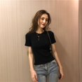 thumbnail image 3 of Chic Summer New Solid Loose T Shirts Women Slim Short Sleeve White Basic T-shirt Female Top M-XXL, 3 of 6