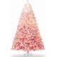 thumbnail image 1 of 9 ft pre-lit artificial snow flocked christmas tree con 800 warm blanca LED lights, 1918 branch tips y metal stand - indoor/outdoor xmas decoration in gradient rosa, 1 of 8