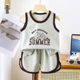 thumbnail image 2 of TOWED22 Toddler Boy Beach Clothes 2Pcs Shorts Set Sleeveless Tank Top and Shorts Outfits 2T-5T Dark Gray,3-6 M, 2 of 4