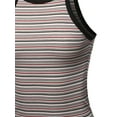 thumbnail image 4 of A2Y Women's Multi Stripe High Neck Rayon Spandex Rib Tank Top Ivory Red M, 4 of 5