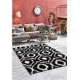 thumbnail image 7 of LBaiet 5' x 7' Black and White Geometric Ikat Rectangular Shag Area Throw Rug, 7 of 7