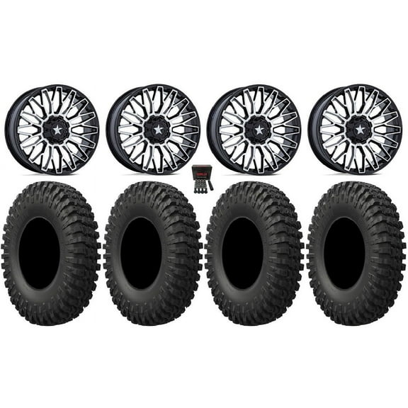 MSA Clubber 15" Wheels Machined 35" MotoCrusher Tires Can-Am Commander Maverick Renegade Outlander Defender