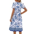thumbnail image 4 of Fantaslook Summer Short Sleeve Midi Dresses for Women Casual Floral T Shirt Dresses Flowy Beach Sundress with Pockets, 4 of 8