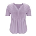 thumbnail image 5 of Cleaning Summer Henley Neck Tee Shirts For Women Front Pleated Tops Babydoll Causal Tunic Tops Relaxed Fit T-Shirt Dressy Flowy Blouses Going Out Clothes, 5 of 7