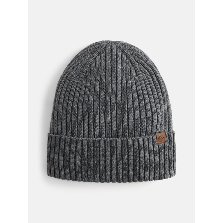 George Men's Fleece Lined Ribbed Knit Beanie, Charcoal Grey photo 1