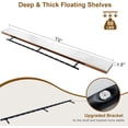thumbnail image 3 of Floating Shelves for Wall, 2 Large Wall Mounted Shelves with Invisible Brackets, Long Wood Floating Wall Shelf Shelves for Living Room, Bedroom, Kitchen Decor, WH 72", 3 of 14