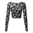 thumbnail image 2 of FashionOutfit Women's Floral Prints Lightweight Long Sleeve Crop Top, 2 of 3