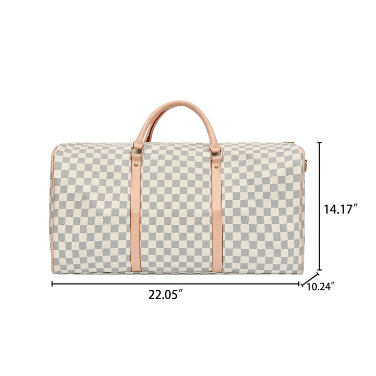 Checkered Bag Travel Duffel Bag Weekender Overnight Luggage Shoulder Bag  For Men Women -White Checkered 2021 Autumn 