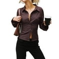 thumbnail image 5 of ZenCart Women Shirt Lapel Long Sleeve Striped Print Shirt Buttons Placket Slim Fit Versatile Tops Daily Wear, 5 of 8