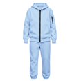 thumbnail image 7 of Unisex Kids Tracksuit Set, Zip Up Hoodie & Sweatpants 2 Piece Sweatsuit, Teen Boys Girls Athletic Fleece Sweat Suit, Casual Hooded Jogger Sportswear Outfit (Light Blue, 8-9 Years), 7 of 7