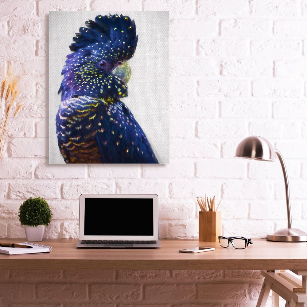 Stupell Industries Tropical Parrot Bird Feathers Blue Gold Jungle Animal Canvas Wall Art Design by Urban Road, 36" x 48"