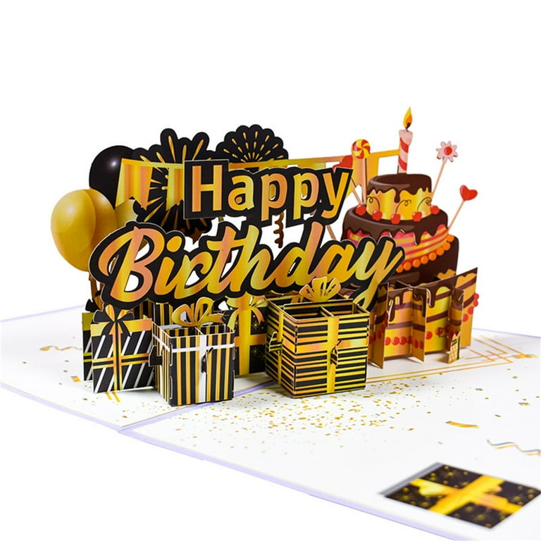 BSJJY 3D Pop Up Cake Happy Birthday Card, Funny Birthday Card, 3D