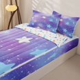thumbnail image 3 of Manfei Gradient Galaxy Zipper Twin Comforter Sets with Fitted Sheet and 2 Pillowcases,Cute Stars Zipper Bedding Set,Purple Blue,Colorful Stars Reversible,4pcs, 3 of 8