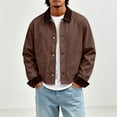 thumbnail image 5 of MexChoioe Mens Fall Casual Cropped Work Jacket Contrast Corduroy Collar Button Front Side Pockets Daily Coat for Mens, 5 of 7