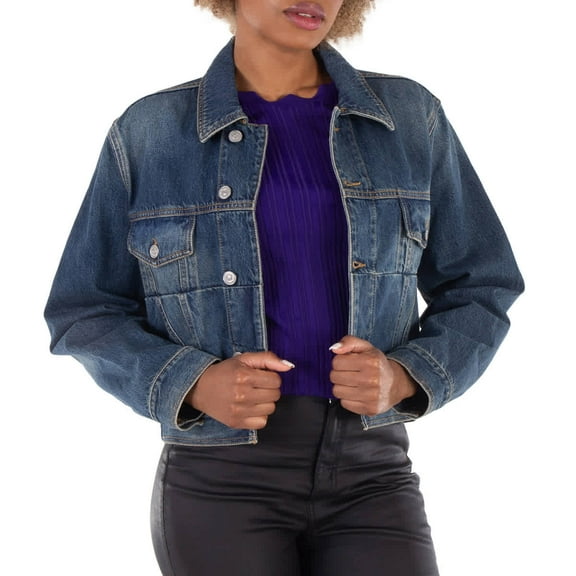Victoria Beckham Cropped Denim Jacket, Brand Size 6 (US Size 2)