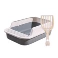 thumbnail image 3 of Cat Litter Box Kitten Litter Pan Cat Litter Basin Cat Sandbox Large Semi Enclosed Open Top Pet Litter Tray for All Kinds of Cat Litter and Gray, 3 of 10