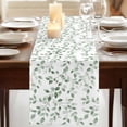 thumbnail image 5 of Watercolor Eucalyptus Leaves Table Runner 13x48in Non-Slip Cotton Linen Table Runners, Vintage Spring Leaves Dresser Scarves TableRunner for Dinner Kitchen Dining Wedding Party, 5 of 9