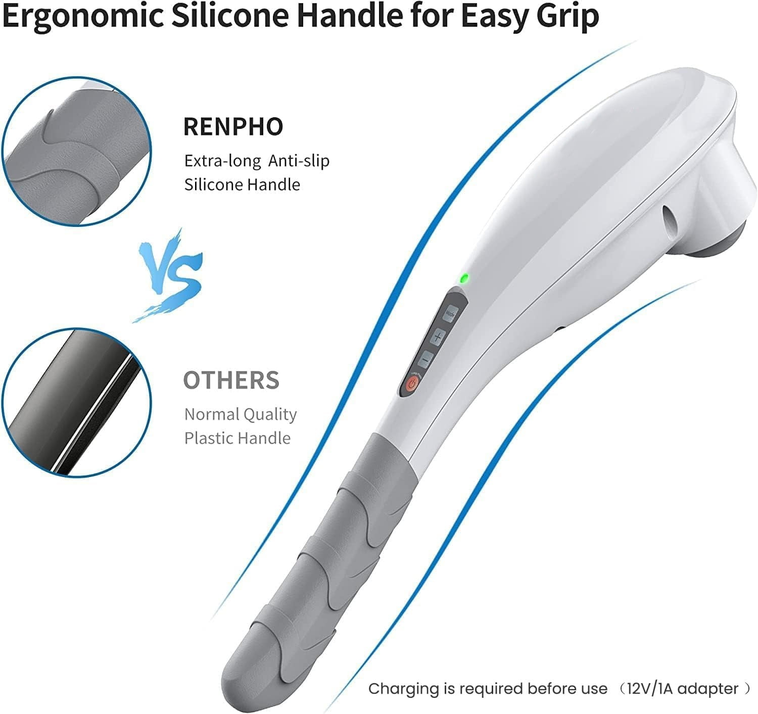 Rechargeable Hand Held Deep Tissue Massager for Muscles, Back, FSA HSA Eligible Cordless Electric Percussion Body Massage for Foot, Neck, Shoulder, Leg, Calf