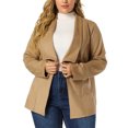 thumbnail image 2 of Women's Plus Size Jacket Drop Shoulder Moto Stretch Long Sleeves Drape Suede Cardigans Dark Khaki 4X, 2 of 7