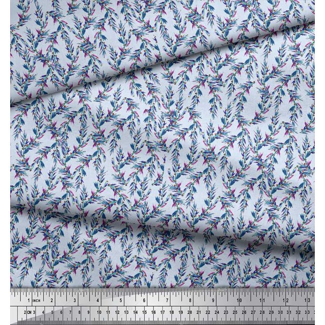 Soimoi Viscose Chiffon Fabric Berries Leaves Decor Fabric Printed Yard 42 Inch Wide