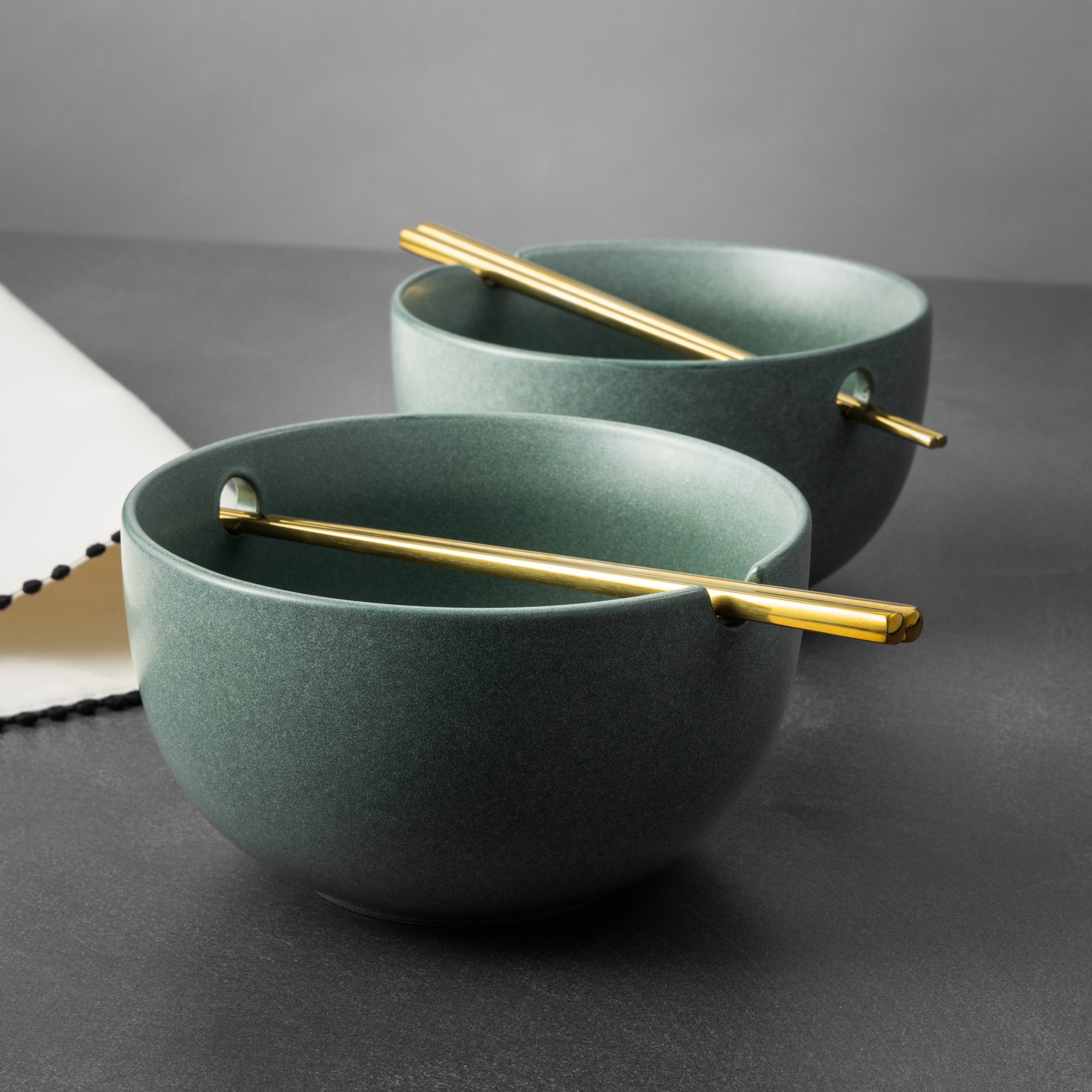 Thyme & Table Caspian Collection, 2 Pack Ramen Bowl Set with Chopsticks