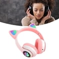 thumbnail image 3 of Auriculares Bluetooth con orejas de gato, transmisión de larga distancia y bajo retardo, auriculares inalámbricos para juegos con Bluetooth para computadora y teléfono, 3 of 10