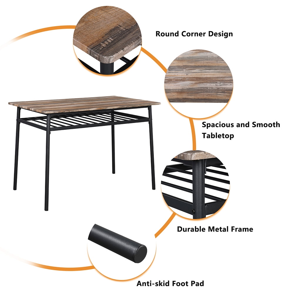 Kadyn 5 PC Dining Set, Dining Table and Chair Set for 4, Kitchen Table Sets with 4 Chairs, Natural Kadyn 5 PC Dining Set, Dining Table and Chair Set for 4, Kitchen Table Sets with 4 Chairs, Natural