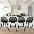 thumbnail image 3 of ANMINY Rattan Swivel Bar Stools, 26" Counter Height Set of 2, Upholstered Chairs Barstools with Full Back and Metal Legs Modern Boucle Fabric Seat for Home Kitchen Island, 3 of 10